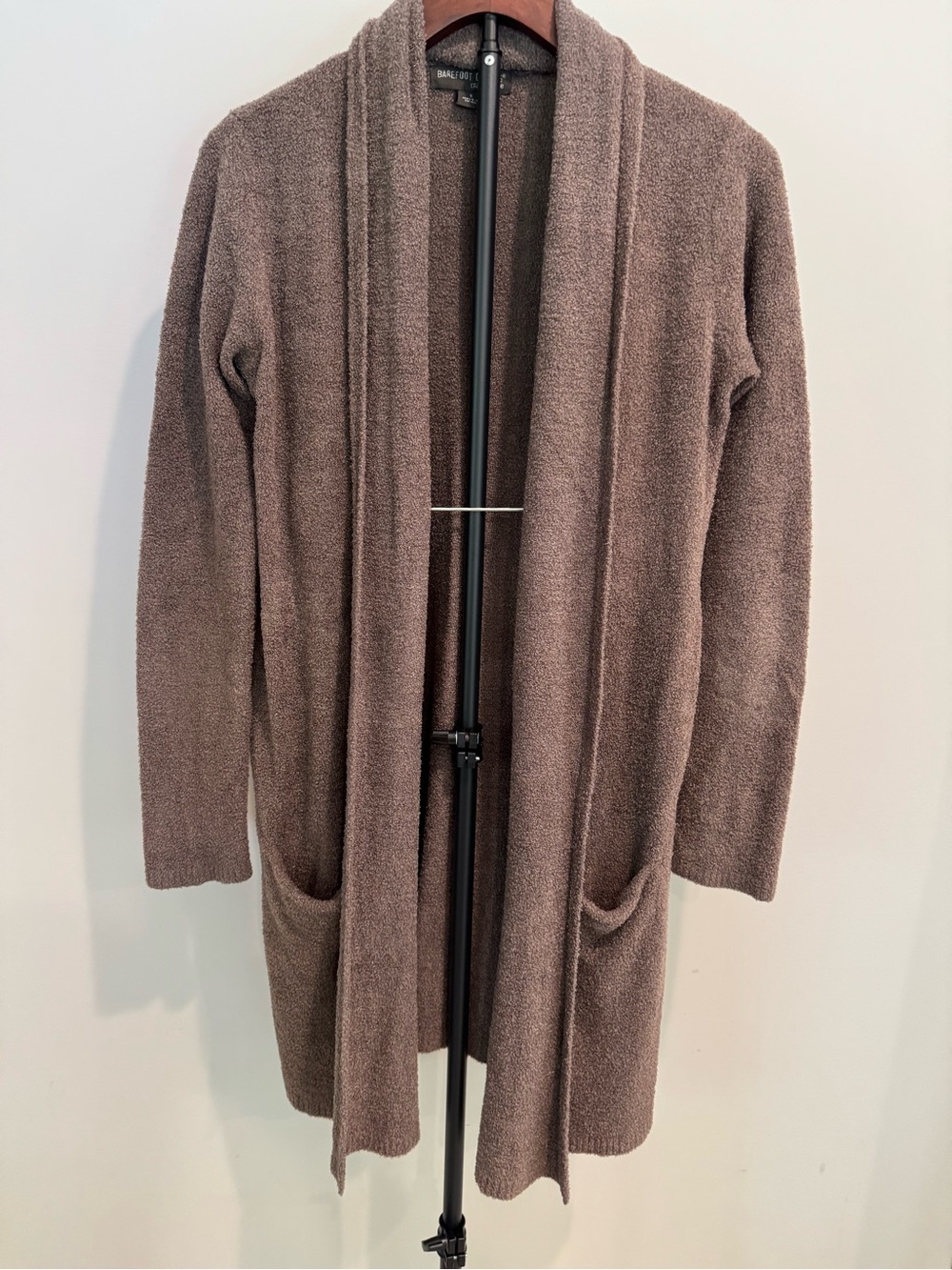 Barefoot Dreams CozyChic Lite Open Front Cardigan Light Brown Coffee Color Small